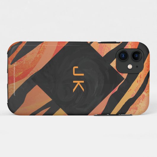 モノグラムタイガーホットオレンジとブラックプリントパターン Case-Mate iPhoneケース (裏面(横))