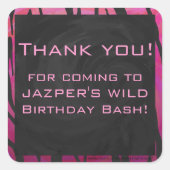 モノグラムタイガーホットピンクとブラックプリントパターン スクエアシール (正面)