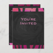 モノグラムタイガーホットピンクとブラックプリントパターン 招待状 (正面/裏面)