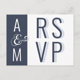 モノグラムタイポグラフィミニマリストウェディングRSVP ポストカード