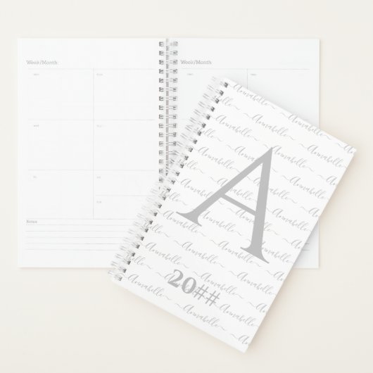 モノグラムタイポグラフィ名前をカスタムするイニシャル年 プランナー手帳 (ディスプレー)
