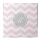 モノグラムタイル付きピンクのシェブロン タイル (正面)