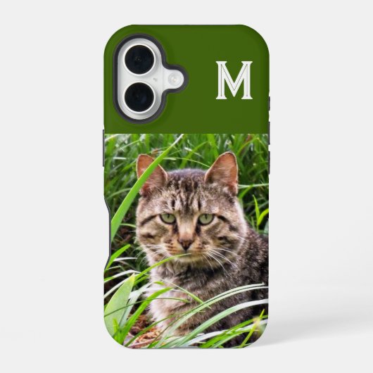 モノグラムタビー猫の写真のスマホケース iPhone 16ケース (裏面)