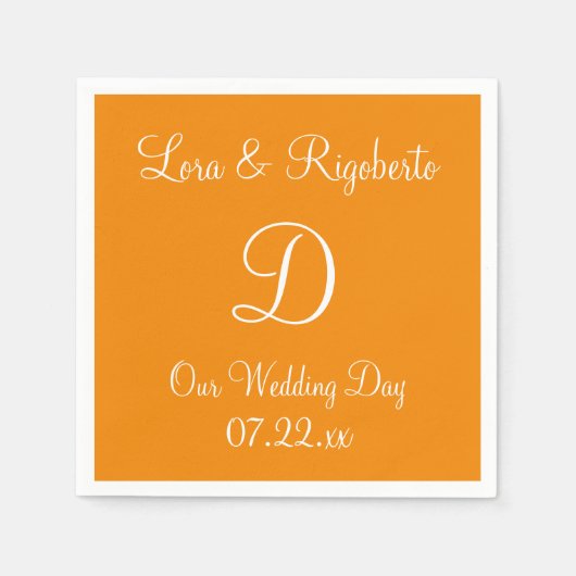 モノグラムタンゲリンスタイリッシュカラフル紙ナプキンス スタンダードカクテルナプキン (正面)