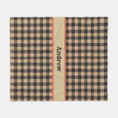 モノグラムタンブラウンブラックレッドバッファロープレイドトレンディー フリースブランケット (正面(横))