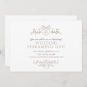 モノグラムタン結婚ホワイトのライブストリームQRコード 案内状 (正面/裏面)