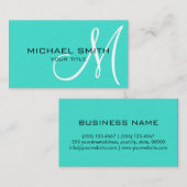 モノグラムターコイズの色の背景 名刺 (正面/裏面)