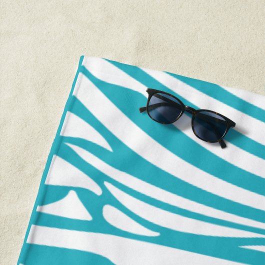 モノグラムターコイズカラーストライプのゼブラパターン ビーチタオル (インサイチュ)