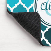 モノグラムターコイズグラデーションモロッコ格子パターン マウスパッド (コーナー)