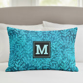 モノグラムターコイズグラデーション葉パタはっきりしたーン 枕カバー
