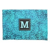 モノグラムターコイズグラデーション葉パタはっきりしたーン 枕カバー (正面)