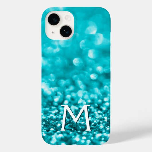 モノグラムターコイズグリッター Case-Mate iPhoneケース (裏面)