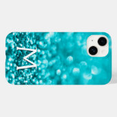 モノグラムターコイズグリッター Case-Mate iPhoneケース (裏面 (横))
