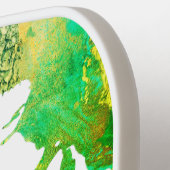 モノグラムターコイズグリーンブルー（ばちゃばちゃ）跳ねる水彩 ピックルボールラケット (左詳細)