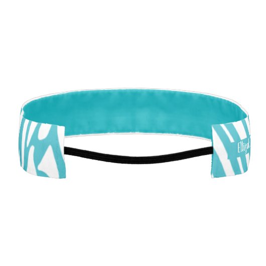 モノグラムターコイズストライプのゼブラパターントレンディー アスレチックヘッドバンド (裏面)