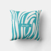 モノグラムターコイズストライプのゼブラパターントレンディー クッション (裏面)