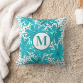 モノグラムターコイズデイジー水彩ブーケ        クッション (ブランケット)