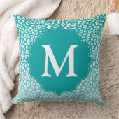 モノグラムターコイズヒョウ印刷 クッション (ブランケット)