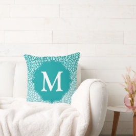 モノグラムターコイズヒョウ印刷 クッション