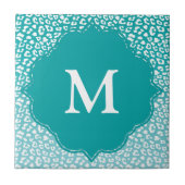 モノグラムターコイズヒョウ印刷 タイル (正面)