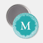 モノグラムターコイズヒョウ印刷 マグネット (正面/裏面)