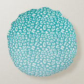 モノグラムターコイズヒョウ印刷 ラウンドクッション (裏面)