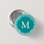 モノグラムターコイズヒョウ印刷 缶バッジ (正面&裏面)