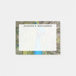 モノグラムターコイズブルーライムグリーンピーコックフェザー ポストイット