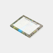 モノグラムターコイズブルーライムグリーンピーコックフェザー ポストイット (アングル)