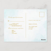 モノグラムターコイズブルー結婚式食事選択返信 ポストカード (裏面)