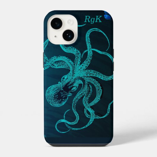 モノグラムターコイズ&ブルータコ iPhoneケース (裏面)