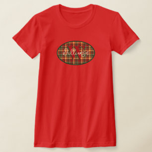 モノグラムタータンチェックオレンジグリーンプレイドエンブレムTシャツ Tシャツ