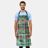 モノグラムタータンチェックグリーンレッドクリームグレーグリッタースター エプロン (着用した状態)