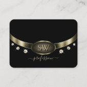 モノグラムダイヤモンドを使用したノーブルブラックプラチナ銀 名刺 (正面)