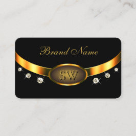 モノグラムダイヤモンドを使用した豪華なブラックと金ゴールド 名刺