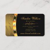 モノグラムダイヤモンドを使用した豪華なブラックと金ゴールド 名刺 (裏面)