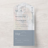 モノグラムダスティブルーとオーバーレイ結婚写真 オールインワン招待状 (内側)