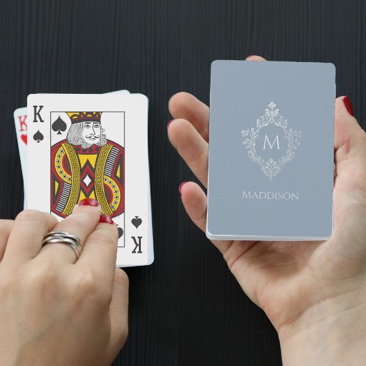 モノグラムダスティブルーエレガントヴィンテージクレスト名 トランプ