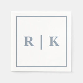 モノグラムダスティブルーシンプルトレンディー結婚ズ スタンダードカクテルナプキン