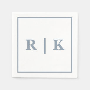 モノグラムダスティブルーシンプルトレンディー結婚ズ スタンダードカクテルナプキン