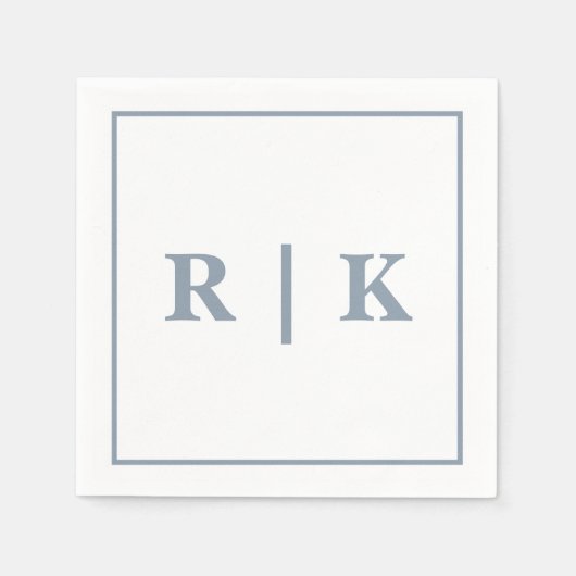 モノグラムダスティブルーシンプルトレンディー結婚ズ スタンダードカクテルナプキン (正面)