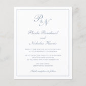 モノグラムダスティブルーバジェット結婚式招待状 (正面)