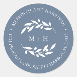 モノグラムダスティブルー結婚ズ差出人住所 ラウンドシール