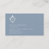 モノグラムダスティーブルーヴィンテージクレストエレガントイニシャル 名刺 (裏面)