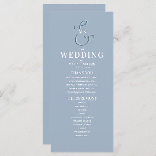 モノグラムダスティーブルー結婚式 プログラム (正面/裏面)