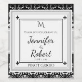 モノグラムダマスクウェディングワインボトルラベル ワインラベル (シングルラベル)