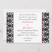 モノグラムダマスクピンク結婚式招待状 招待状 (裏面)