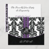 モノグラムダマスク紫のrsvpカード 出欠カード (正面/裏面)