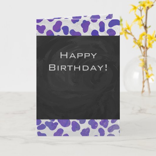 モノグラムダルマチアンパープルアンドホワイトプリント カード (黄色い花)