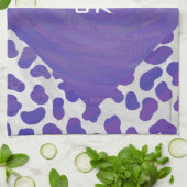 モノグラムダルマチアンパープルアンドホワイトプリント キッチンタオル (折り畳み)